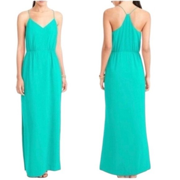 J. Crew Racerback Mint Green Lined Maxi Dress Size 2 Y2K - Picture 1 of 10